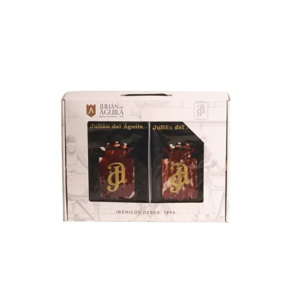 Estuche 12 loncheados Jamón Ibérico de Cebo JULIAN DEL AGUILA - Peso aprox. 12 x 100 g.